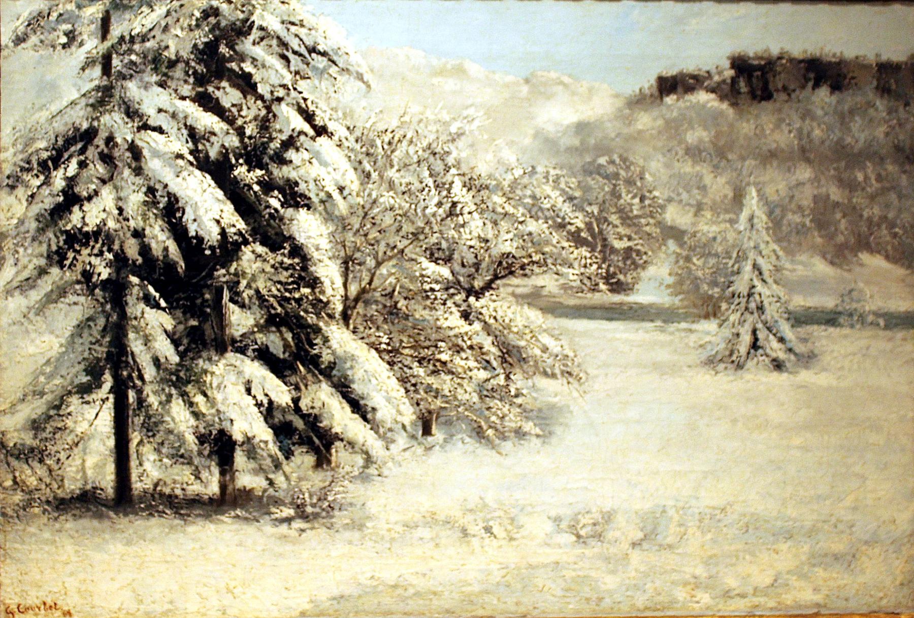 a painting of a snow covered tree - File:Lisbon, museum Nacional de Arte Antiga, Gustave Courbet, la